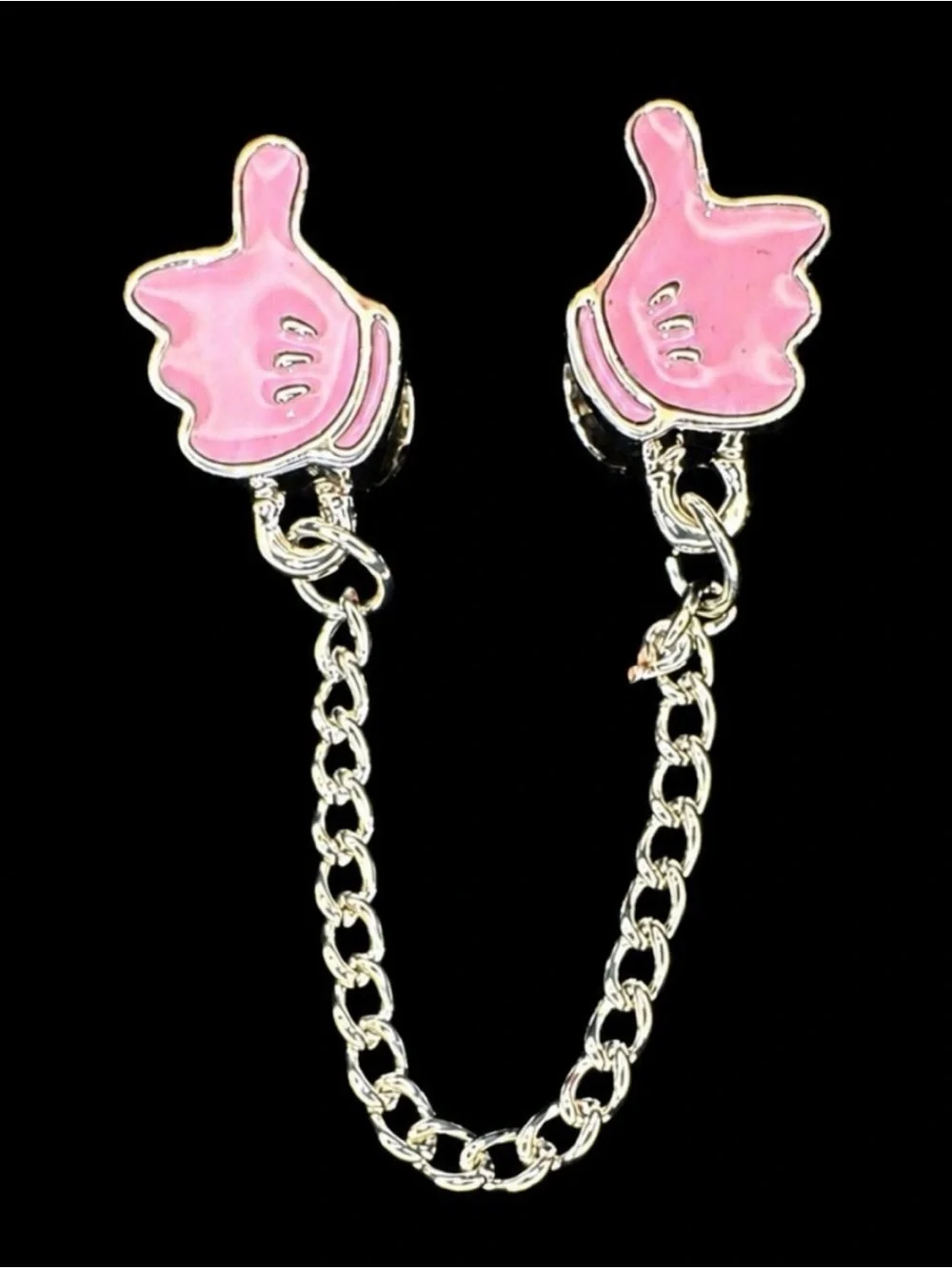 Pink Thumbs-Up Chain Kids Earring Connector